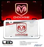 Dodge Chrome License Plate Frame W/led Light Neon Ram
