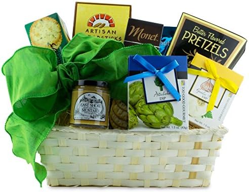 Shenandoah Cracker and Dip Gift Basket with Crackers, Dips, Breadsticks and Mustard From Gift Basket Group