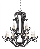 12 Light Chandelier - Rustic Bronze Finish : Pale Cream Case Glass