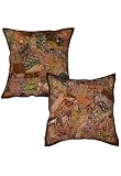Handmade Patchwork Embroidery Cushion Covers Indian Antique Vintage India