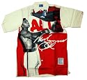 Platinum FUBU Muhammad Ali Button Down Short Sleeve Dress Shirt - Ivory / Red