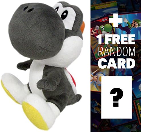 Black Yoshi: ~6" Super Mario Bros Mini-Plush + 1 FREE Official Super Mario Bros Fun Card Bundle
