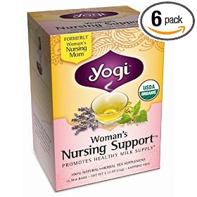 Yogi Woman's Nursing Support, Herbal Tea Supplement, 16-Count Tea Bags (Pack of 6)