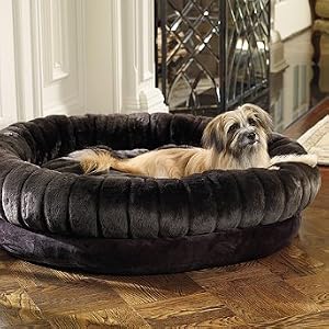 Luxe Faux Fur Double-bolster Pet Bed - Sable, X-Large (42" dia.) - Frontgate Dog Bed