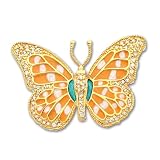 Gold-plated CZ Enameled Butterfly Pin