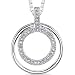 Double Eternity: Sterling Silver Celebrity Style Multi-Circle Pendant Necklace with CZ Diamonds