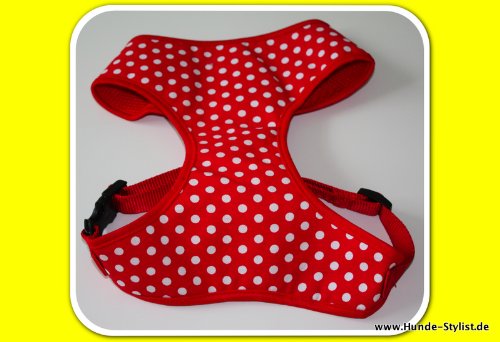 Brustgeschirr, Hundegeschirr Rot,gepunktet, sehr schön und einzigartig, Gr.XL