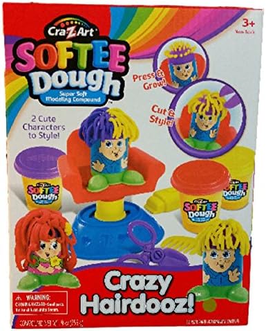 Modeling Clay Art Softee Dough Set With 2 Cute Crazy Hairdooz Characters To Style PLUS 5 Extra Extreme Colored Tubs of Super Soft Cra-Z-Art Play-Doh Dough