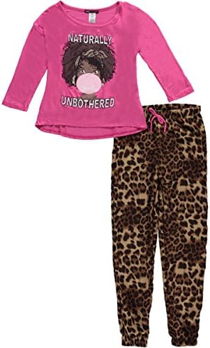 Miss Majesty Big Girls' "Naturally Unbothered" 2-Piece Outfit - fuchsia, 7 - 8