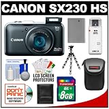 Canon PowerShot SX230 HS Digital Camera (Black) with 8GB Card + Battery + Case + Tripod + Accessory Kit