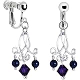 Handcrafted Austrian Crystal Pearl Sultry Chandelier Clip Earrings