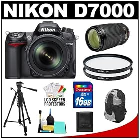 Nikon D7000 16.2 MP Digital SLR Camera & 18-105mm VR DX AF-S Zoom Lens with 70-300mm VR AF-S Lens + 16GB Card + Filters + Backpack Case + Tripod + Accessory Kit