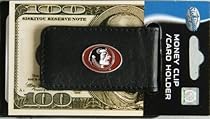 NCAA Florida State Seminoles (FSU) Black Leather Card Holder and Magnetic Money Clip
