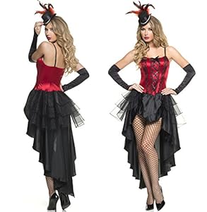 Mystery House Women's Burlesque Beauty, Red/Black, Large