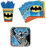 Batman Birthday Party Supplies Set Plates Napkins Cups Kit for 16