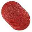 Red Beaded Wine Glass Coasters 4" Dia - Set of 4
