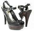 Black Netted Peep-Toe Platform Maryjane Heels