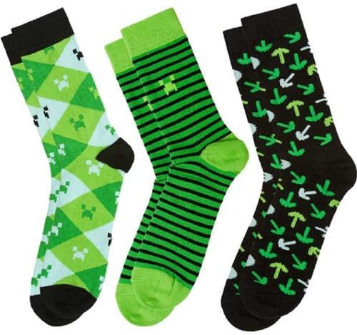 Minecraft Gamer Socks 3 pack Green S