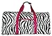 21 in Print Duffle, Overnight, Carry on Bag with Outside Pocket and Shoulder Strap (Zebra with Pink Trim)