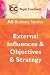 AS Business Studies: External Influences and Objectives and Strategy (Topic Cue Cards)