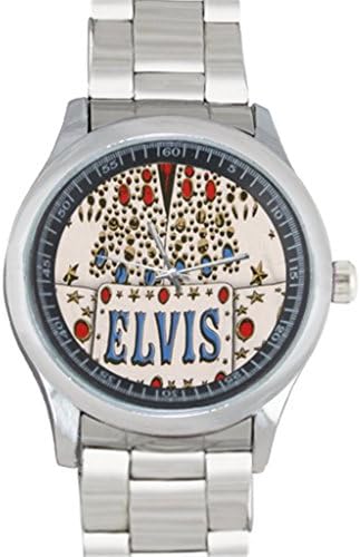 New Fashion 40mm Stainless Steel Watch Metal Band Designed Art Elvis Presley Print