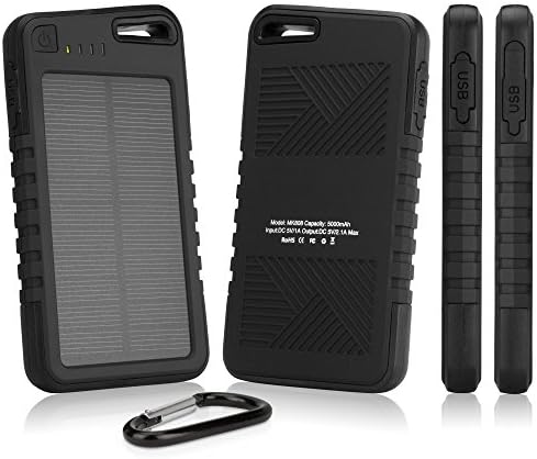 BoxWave Solar Rejuva Micromax A110 Canvas 2 Power Pack - Universal, Portable Dual USB 5,000 mAh Rechargeable Solar Battery - Includes Micro USB Charging Cable! - Micromax A110 Canvas 2 Charger with Backlit Digital LED Power Display and 2 Built In High Output USB Ports (Jet Black)