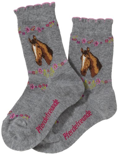 Pferdefreunde M&auml;dchen Socke 73623 Lines of Flower Socke, Gr. 23-26, Grau (light grey 3390) Preisvergleich