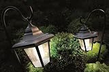 Pack of 2 solar garden coach light lanterns with hooks