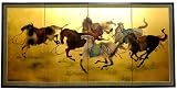 Asian Art, Decor, & Gifts - 36 x 72 Storm Riders Chinese Gold Leaf Wall Screen Painting