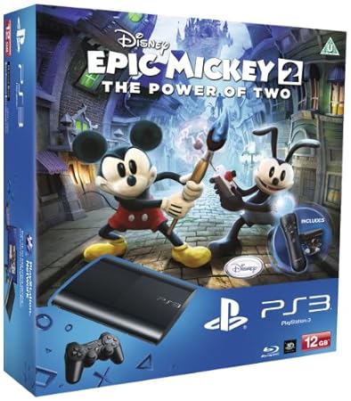 Sony PlayStation 3 12GB Super Slim Console with Epic Mickey 2, Move Controller and Camera (PS3)