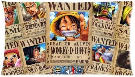 Custom Japanese Anime Cartoon One Piece Luffy Wanted Rectangular Pillow Case 20x36 Inches Creative Personalized Pillowcase Bedding Pillow Slips by Lovely cat