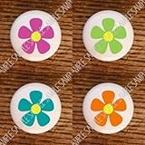 SET FUNKY FLOWERS COOL COLORS DRAWER PULLS KNOBS