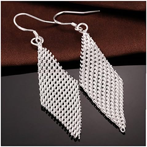 NYKKOLA Stunning 925 Solid Silver Mesh Pendant Hook Earring Dangle Earrings Gift
