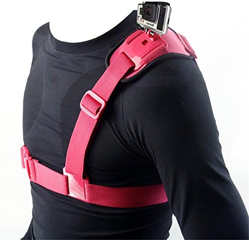 NEOpine Adjustable Elastic Chest Belt Buckle Single Shoulder Strap Mount for Gopro Sport Camera Series and & Compact Digital Camera Red *Two-Year Warranty*