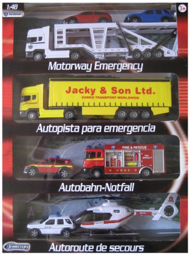 Childrens Toyshop  Toys : Teamsters Scania 10pc Motorway Emergency Set
