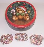 Scott's Cakes 1 lb. Dark Chocolate Covered Pretzel with Chocolate Chips & Jimmies in a Teddy Bear Tin