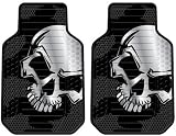 Grey Skull Front Car Truck SUV Floor Mats - Pair