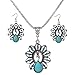 MENGDA Jewelry Peacock Turquoises Pendant Earrings Necklace Set for Womens Girls