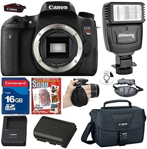 Canon EOS Rebel T6s DSLR +(No Lens) +Canon LP E17 Battery +16GB Commander High Speed Memory Card +Canon Professional Camera Bag +Deluxe Wrist Grip +Top Value Bundle - International Version