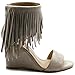 Ollio Womens Shoe Fringe High Heel Wedge Sandal