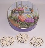 Scott's Cakes 1 lb. Dark Chocolate Covered Pretzel with White Chocolate Chips in a Easter Basket Tin