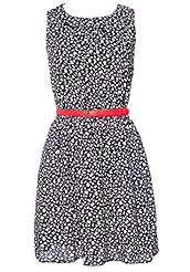 Floral Print Sheer Belted Elasticized   Waistline Rayon  Dress