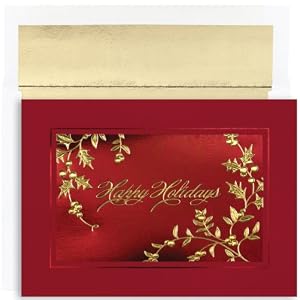 Happy Holidays On Burgundy Holiday Cards -