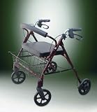 DELUXE EXTRA WIDE HEAVY DUTY ULTRALIGHT ROLLATOR WITH 8 WHEELS