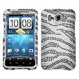 Black Zebra Beling Skin Diamante Protector Cover Case for HTC Inspire 4G/De ....