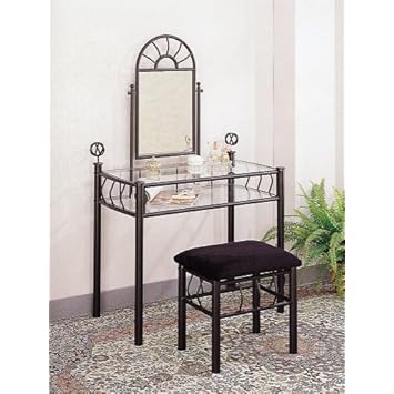 Vanity Table Set in Black Wrought Iron - Coaster