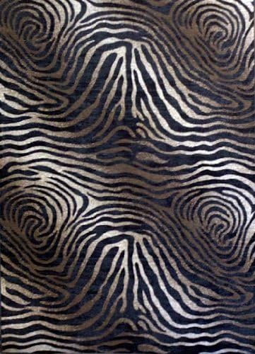 Modern Area Rug Mystig Zebra Print 5 Ft. 2 In. X 7 Ft. 3 In. Design # 464 Black