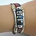 Mandy Wine Red Fashion Silver Tone Tube Flowewrs Bead Adjustable Length Single Wrap Bracelet (Blue)