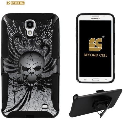 Beyond Cell® Shell Case Combo for Samsung Galaxy Mega 2 Heavy Duty Protection Case with Belt Clip Holster &amp; KickstandWith Design - Wing Skull Design
