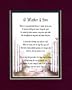 A Mother & Son Touching 8x10 Poem, Double-matted in Burgundy Over Dark Green And Enhanced With Watercolor Graphics. A Gift For A Mother, Son Or A New Mother.